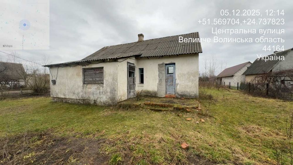 Одноповерхова будівля S= 64,3 м2. 0.1 га, Велимче, вул Центральна 141А