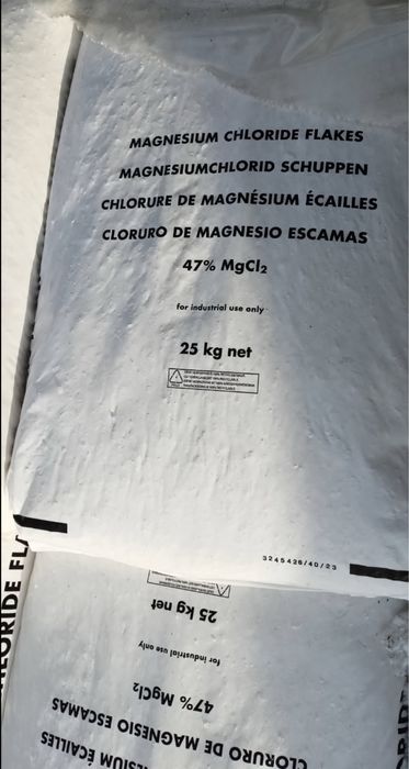 Chlorek Magnezu 47% MgCl Do -30 stopni 25kg Lepszy Niż Sól Drogowa
