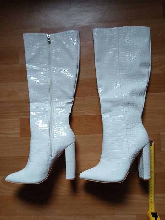 Kozaki damskie białe 38