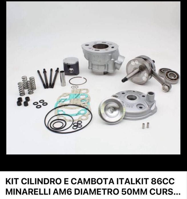 Kit cilindro e cambota Italkit 86cc Minarelli AM6 50mm