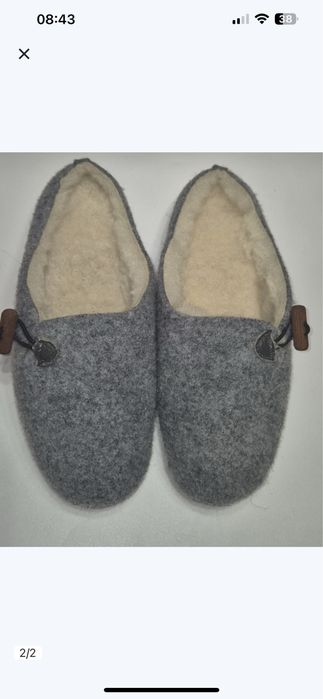 Damskie kapcie ocieplane z filcu szare rozmiar 35