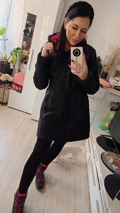 Gruba ciepła kurtka parka sportowa narciarska membrana Softshell