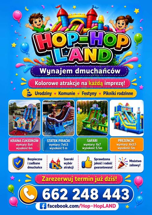 Wynajem dmuchańca, dmuchaniec, zjeżdżalnia