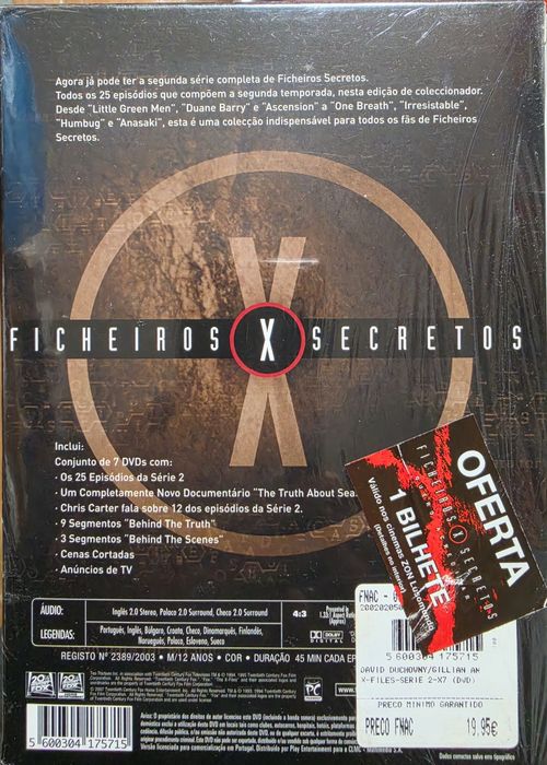 Ficheiros Secretos ( x-files ) - 2 temporada. Novo (ainda selado)