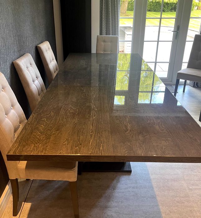 Italian Grey Extending Table and 8 Matching Micro Fibre Faux Chairs