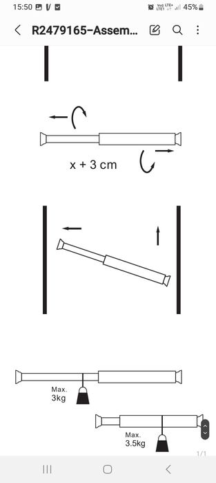 Drążek VARA do zas. pryszn. 70-120 bi.