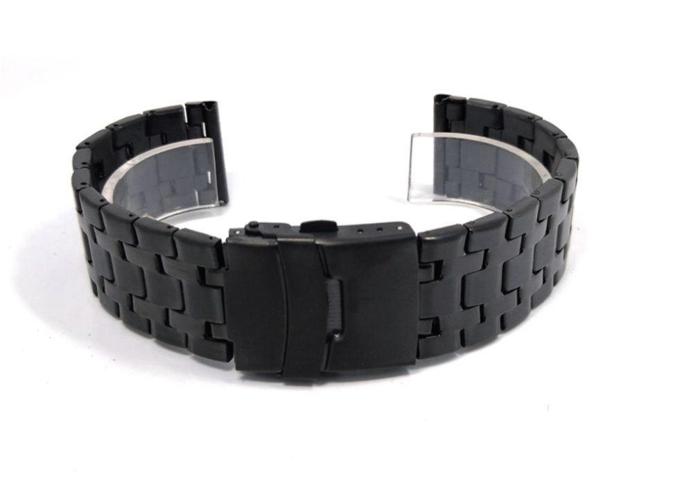 Bransoleta do zegarka pełne ogniwa 20, 22mm srebrna lub czarna
