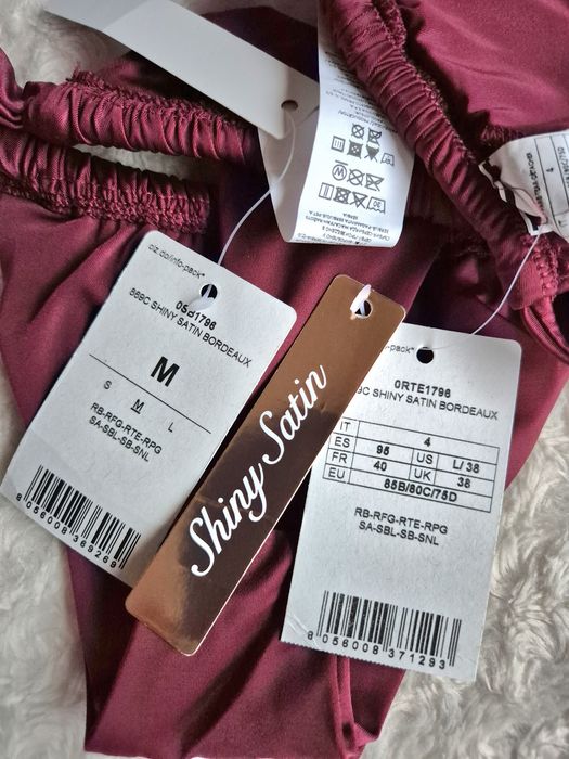 Calzedonia M 85B/80C/75D shiny satin bordeaux bordowy satynowy cudowny