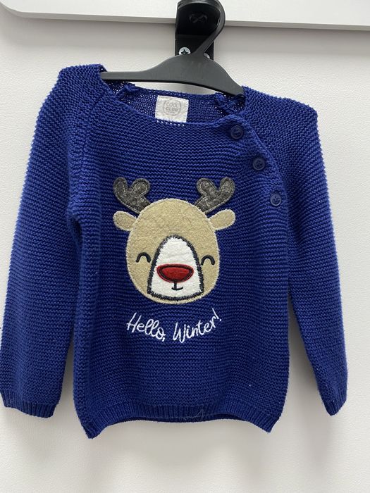 Granatowy sweterek z reniferem Cool Club Smyk 74