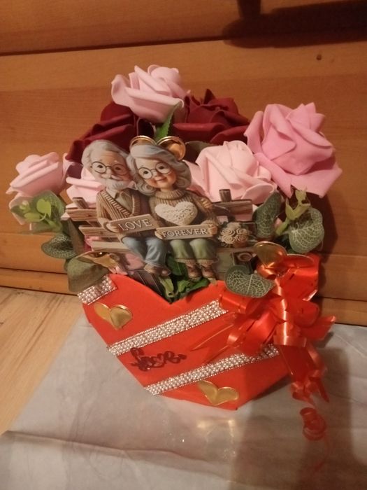 Flawer box serce na Dzień Babci i Dziadka