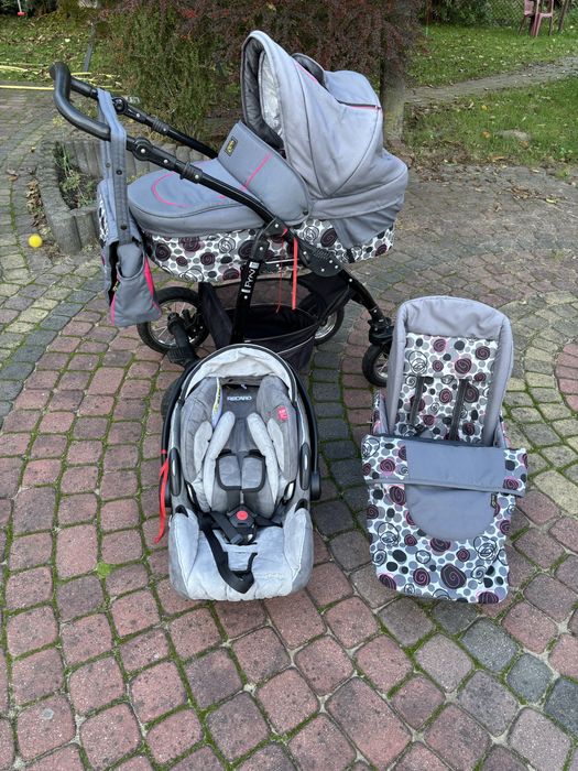 Wózek dziecięcy JEDO ALU FYN gondola + spacerówka + nosidełko RECARO