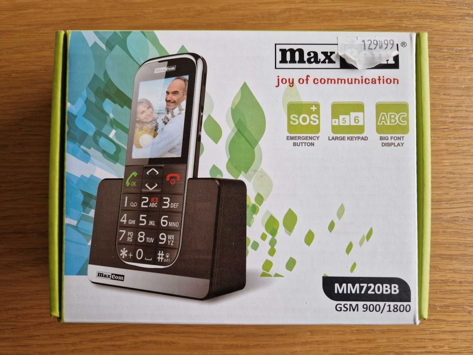 Telefon Maxcom MM720BB czarny dla seniora + baza