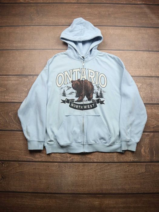 H&M Baby Blue Ontariot ZIp hoodie niebieska bluza rozpinana z kapturem