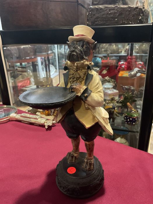 Escultura de buldog Waiter figurine 24 cm