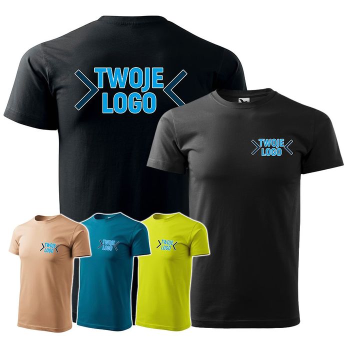 Koszulka t-shirt z własnym nadrukiem logo tekst Malfini Basic męska