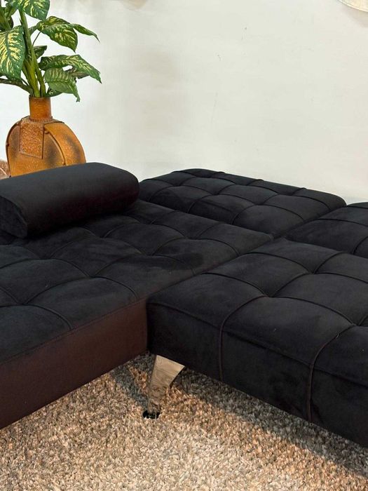 Sofá cama chaise longue preto - entrega gratis
