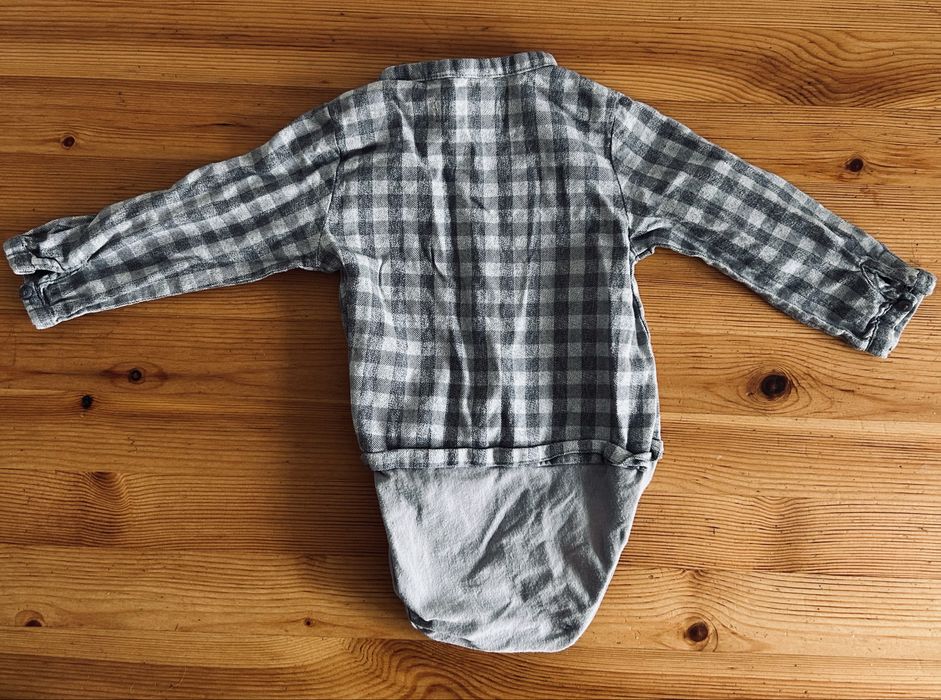 Elegancki zestaw dla chłopca Zara Mini 68 Szara koszula i spodenki