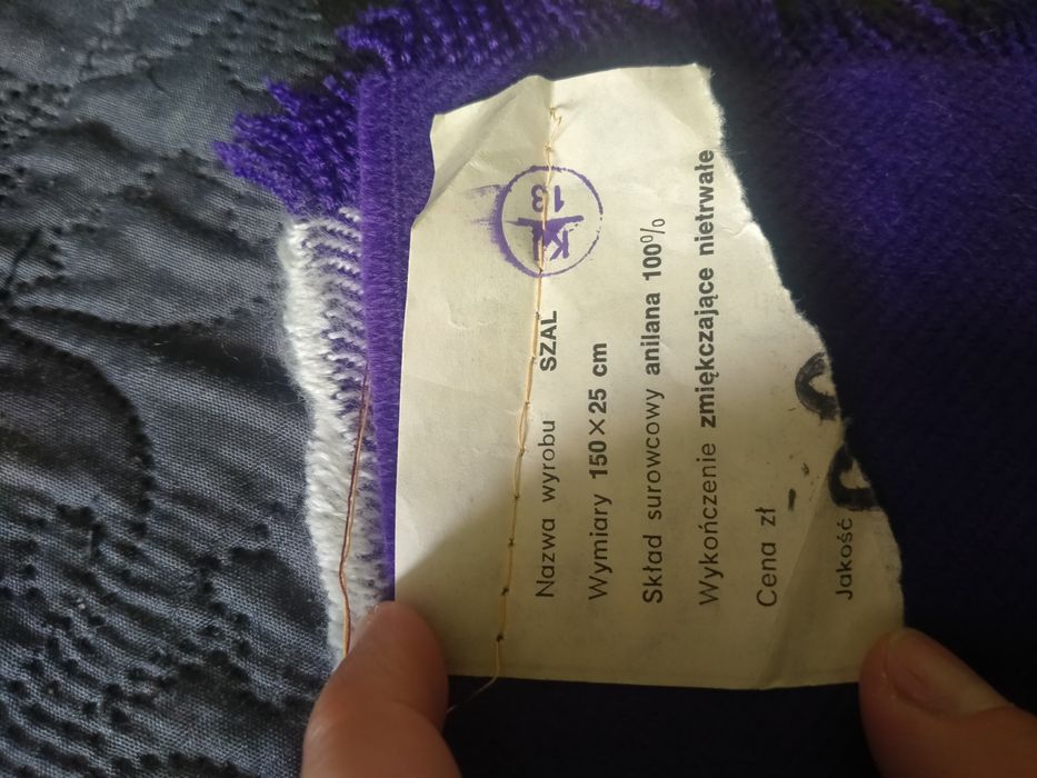 Nowy szal z PRL z metką fiolet