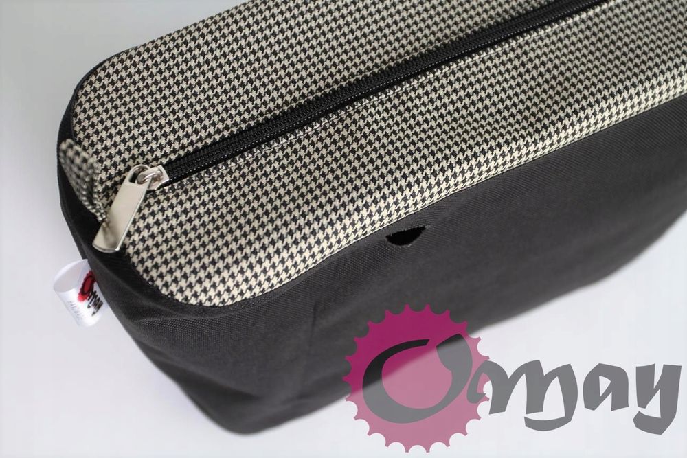 Czarny organizer do OBAG STANDARD pepitka piasek 2 kieszenie OMAY