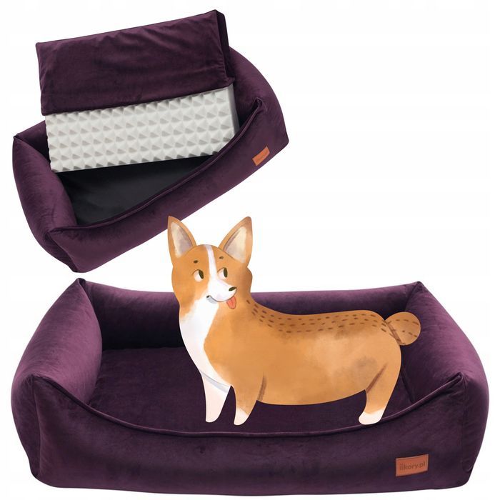 sofa ortopedyczna dla dużego psa 120x95x22 cm xxl  velvet burgundowa