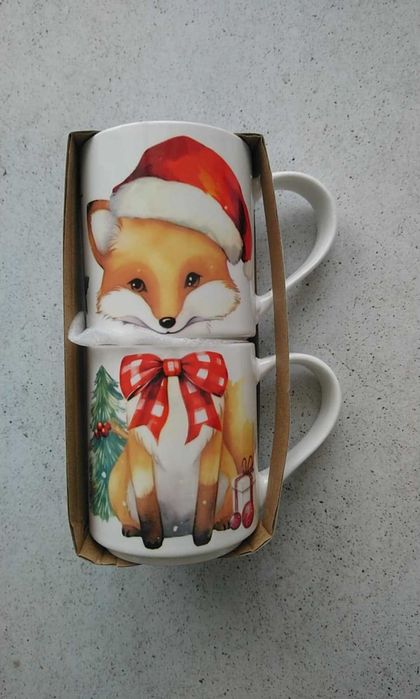 Kubki z lisem świątecznym 2 sztuki