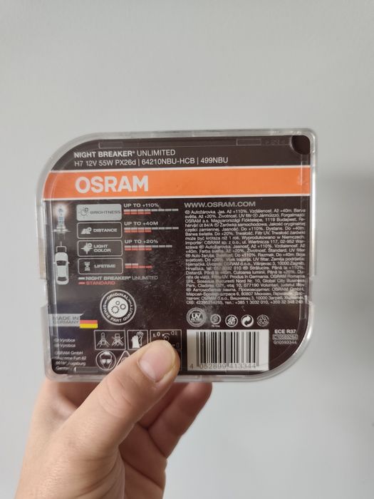 Żarówka samochodowa osram night breaker unlimited H7 12V 55W