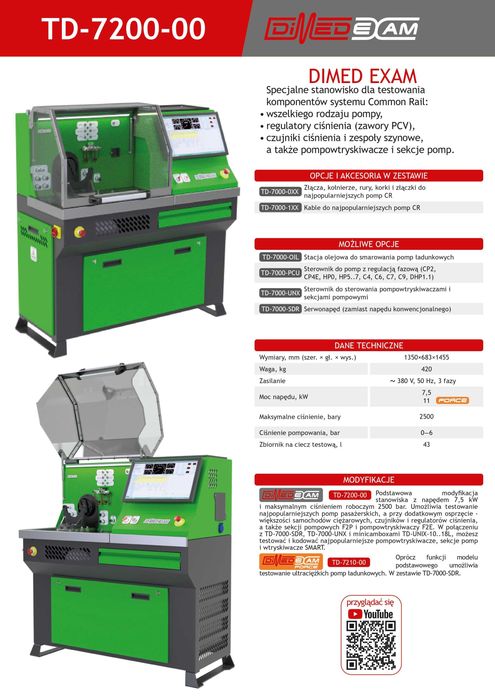 TD-7200-00 EXAM Stół probierczy Common Rail, DIMED do pomp Common Rail