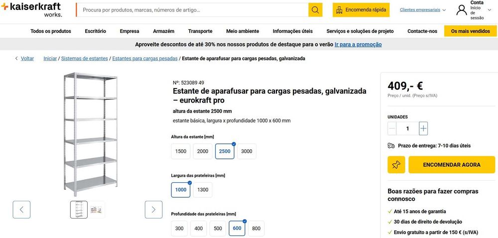 Estantes/Prateleiras galvanizadas