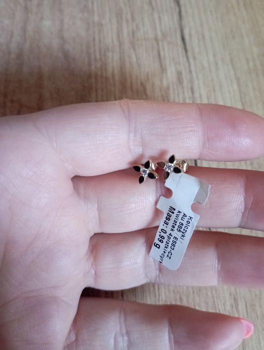Kolczyki sezam kwiatki 585 złote