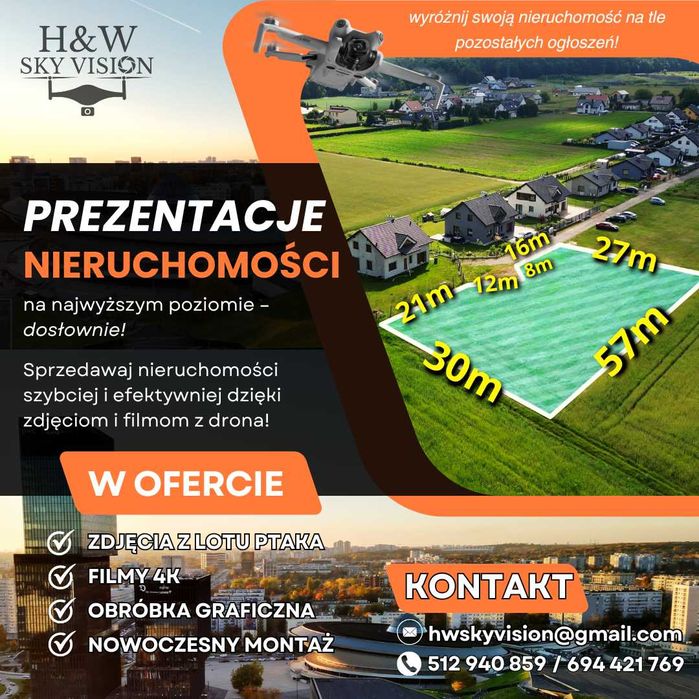 USŁUGI DRONEM - Zdjęcia i Filmy 4K z Drona | Nieruchomości | Działki