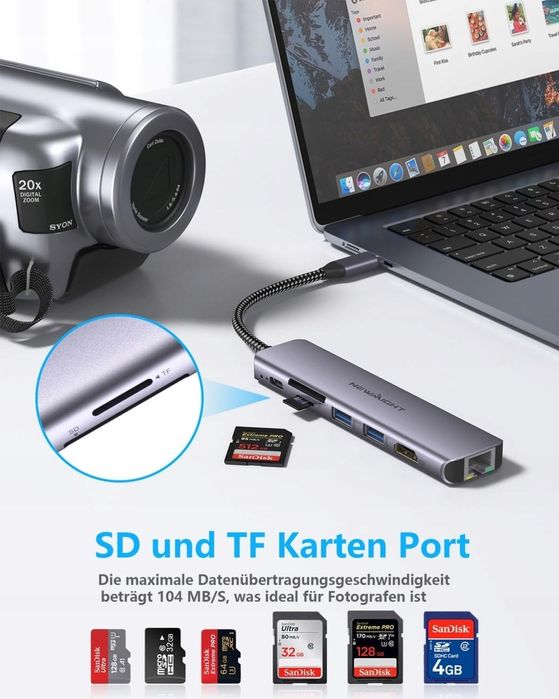 Adapter  HD stacja dokująca 7 w 1 USB C 100W HUB