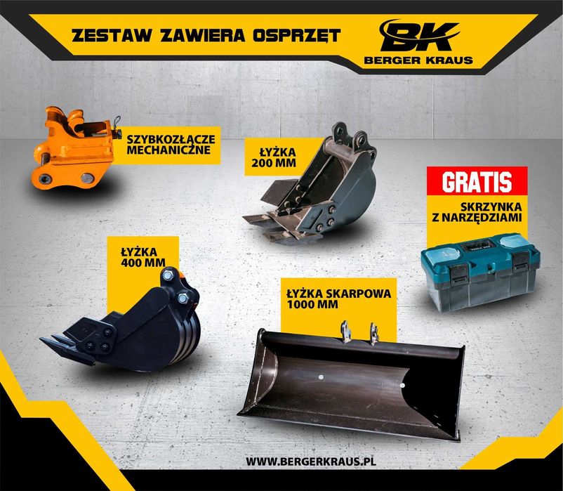 Mini Koparka Berger Kraus BK1700JS z osprzętem KUBOTA D902