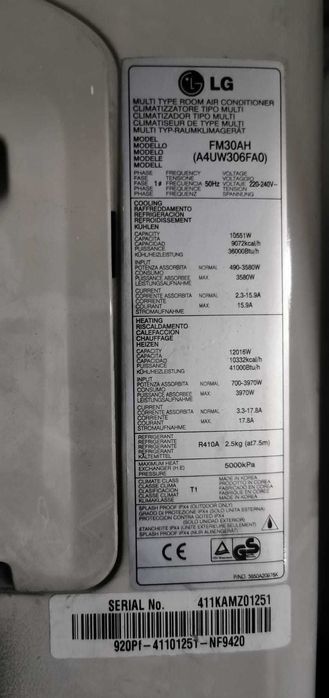 Ar condicionado lg unidade exterior FM30AH para peças
