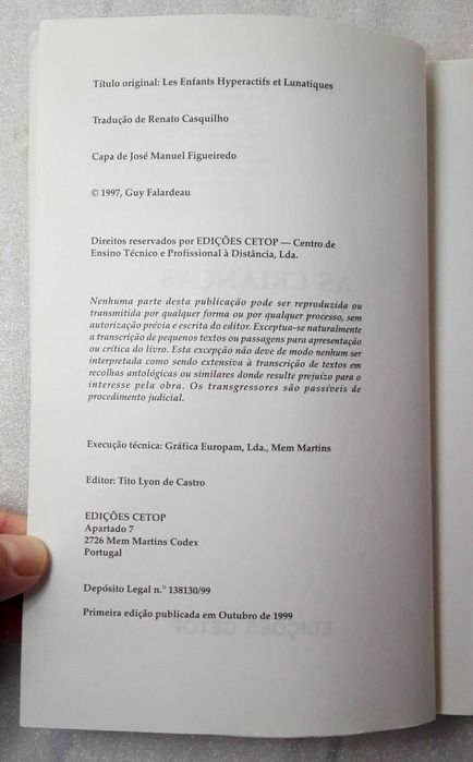 Livro As Crianças Hiperactivas