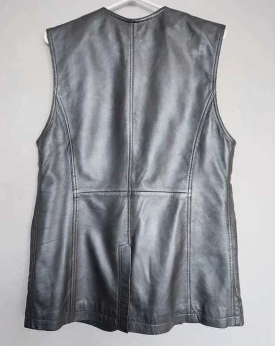 Skórzana grafitowa kamizelka vintage