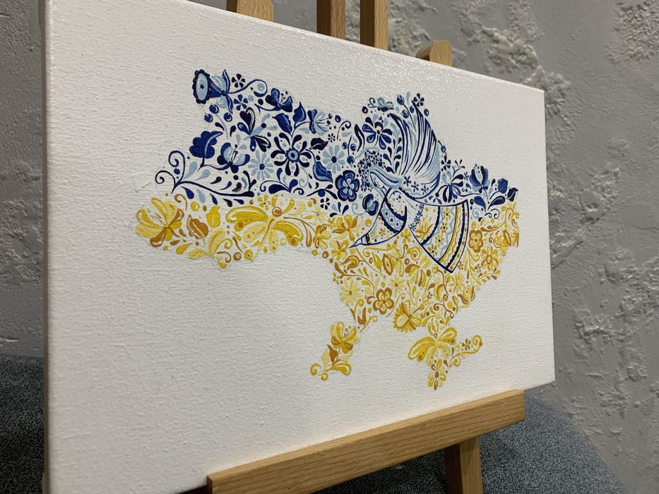 Патріотична картина 20х30 см | Картина в офіс з міні-мольбертом