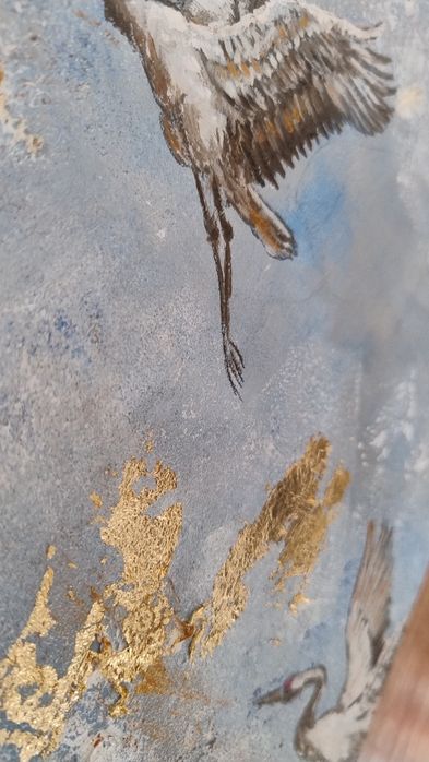 Obraz olejny 30x40 ŻURAWIE