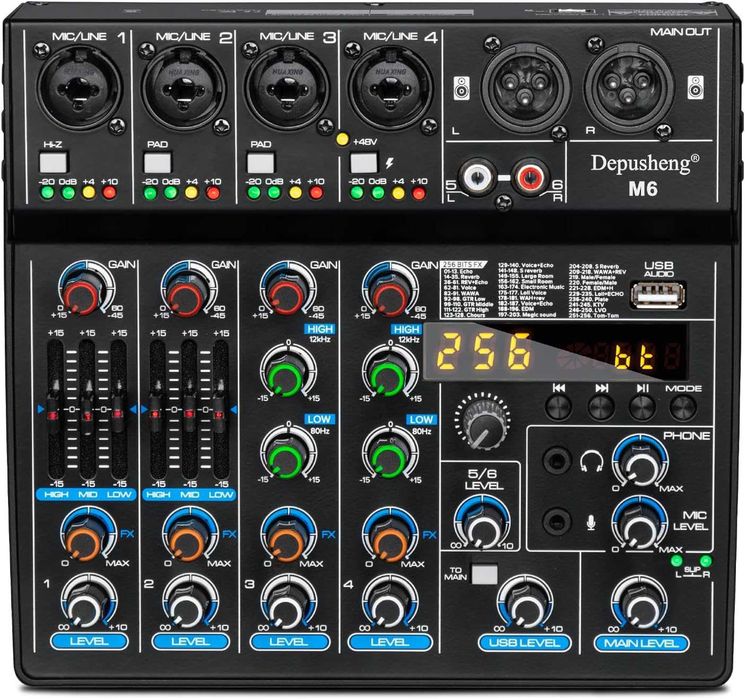 Mikser studyjny AUDIO DEPUSHENG M6 Kontroler DJ Bluetooth MP3 Interfejs USB