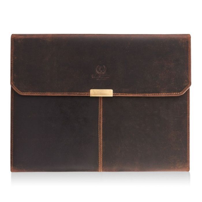 Skórzany brązowy biwuar A4 organizer Paolo Peruzzi T-43-HBR