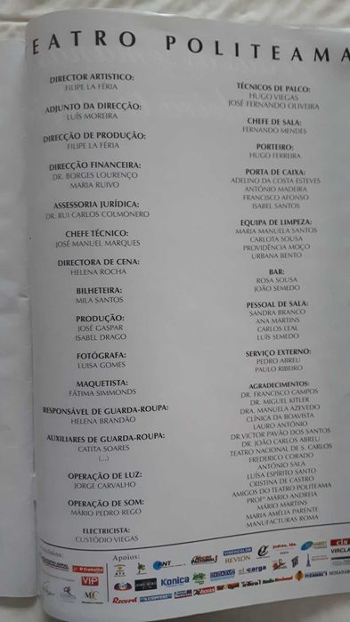 Amália - O musical de La Feria - Programa