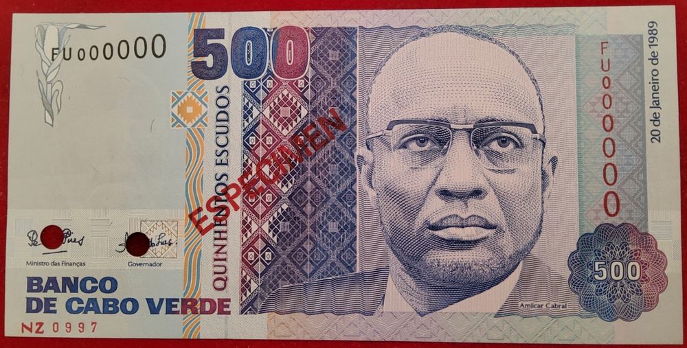 SPECIMEN  CABO VERDE 500 Escudos 1989/ UNC