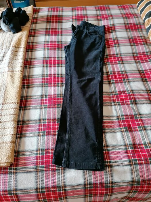 Calça MassimoDutti Tam. 40 azul esc. Bombazine