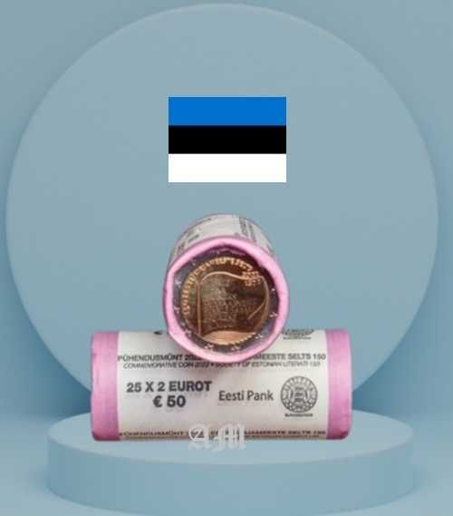ESTÓNIA - 2€ Rolo de moedas Aniversário Sociedade Estónia de Literacia