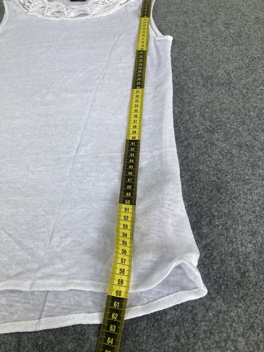 Top biały S damski Massimo Dutti len bezrekawnik #massimodutti