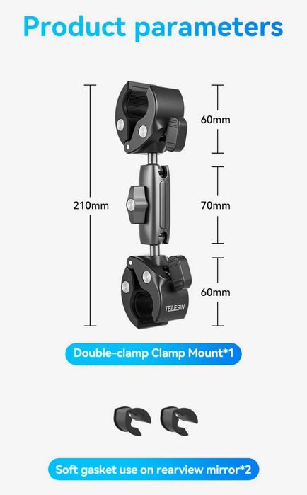 Крепление зажим Telesin для insta360 x4 x3, gopro, dji action