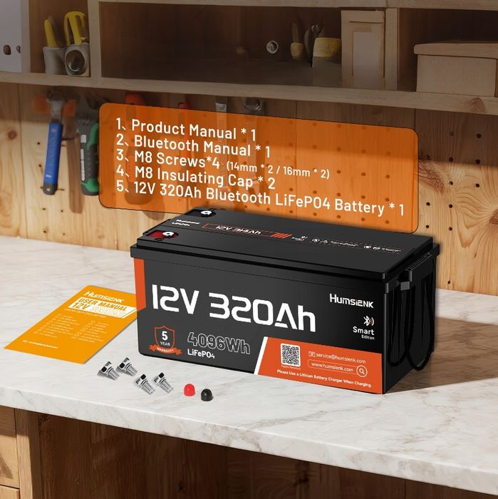 Акумулятор LifePo4 320Аг 12V Bluetooth BMS 250А Humsienk (Польща)