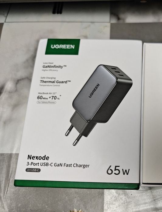 UGREEN NEXODE GaN 65W, 100W зарядний пристрій та є кабелі 100W 1м