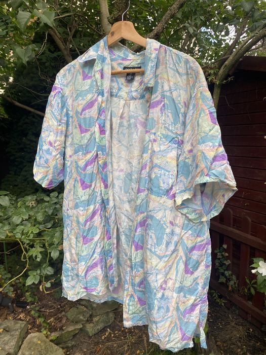 100% jedwab jedwabna koszula kolorowa silk vintage retro