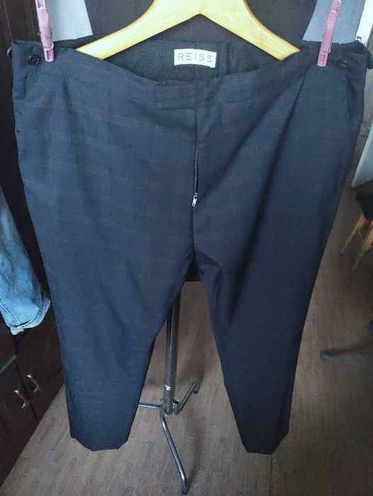 Джинсы брюки Reiss wool trousers Germany w38 check dark blue.