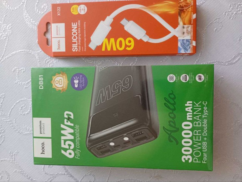 Павербанк HOCO DB81 Apollo 65W 30000 mah+кабель HOCO 60W /у комплекті/